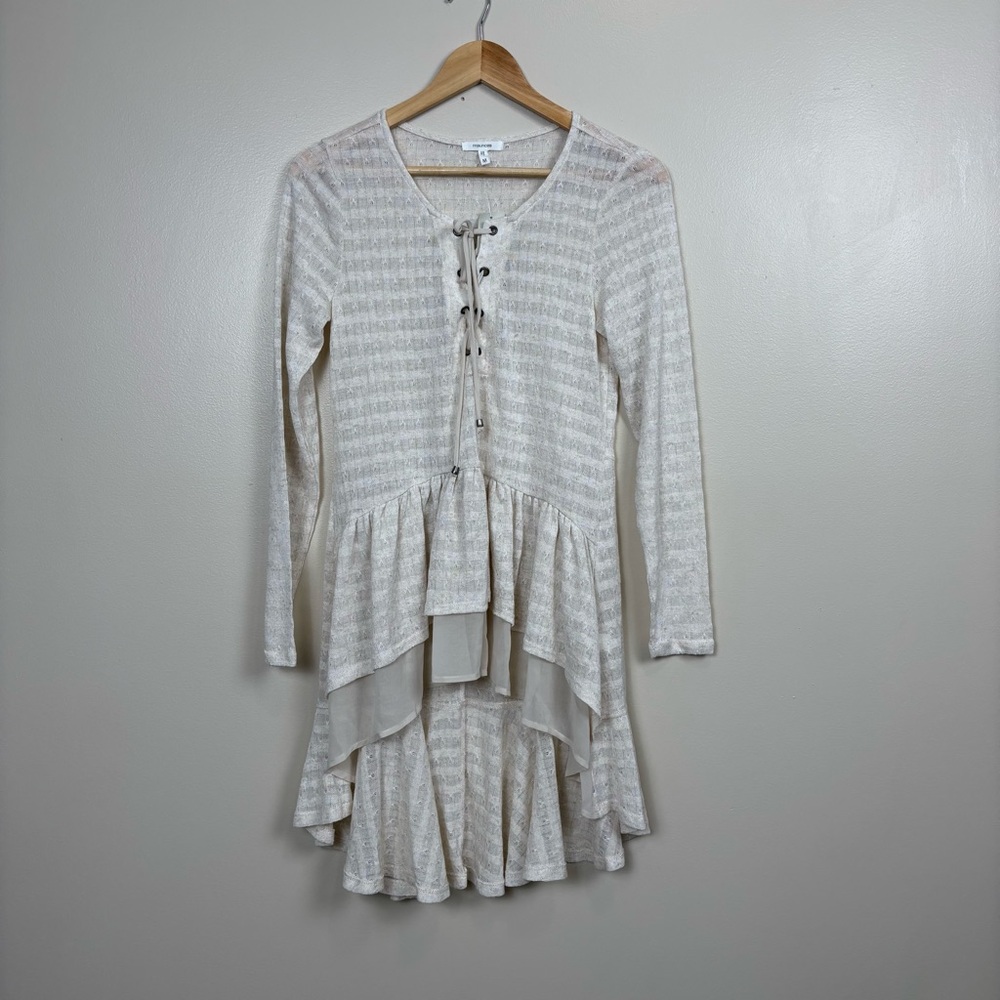 Maurices Top Womens M Beige Lagenlook Festival Fairy Goth Linen Blend Tunic‎
